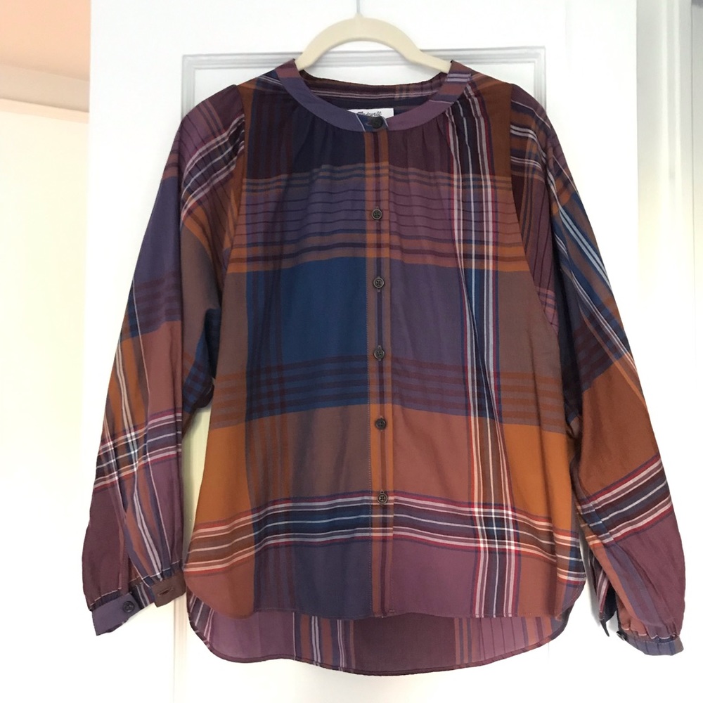 XXS madewell plaid peasant shirt